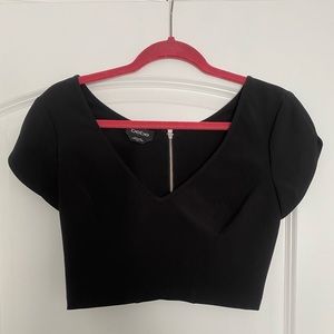 Bebe cropped black top size S